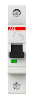 Выключатель автоматический ABB 2CDS251001R0204 S201С20 20A тип C 6kA 1П 230В 1мод белый
