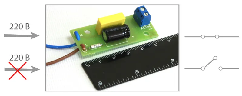 Дополнительное оборудование (394) Бастион ДНС-1 датчик наличия сети, выдача сообщения в формате <СУХИЕ КОНТАКТЫ РЕЛЕ>