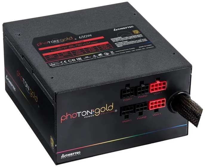 Chieftec Photon Gold GDP-650C-RGB (ATX 2.3, 650W, >90 efficiency, Active PFC, ARGB Rainbow 140mm fan, Cable Management) Retail