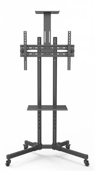 Мобильная стойка Wize Pro [M55] для дисплеев 32”– 65”, Max VESA 600x400 мм, высота 180 см, вертикальная регулировка, регулируемая полка для медиаплеера, полка для камеры ВКС, до 50 кг, черн.