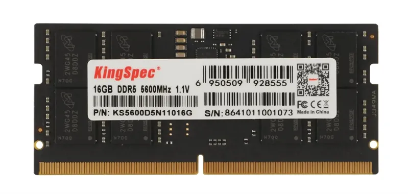 Память DDR5 16GB 5600MHz Kingspec KS5600D5N11016G RTL PC5-41600 CL40 SO-DIMM 288-pin 1.1В single rank Ret