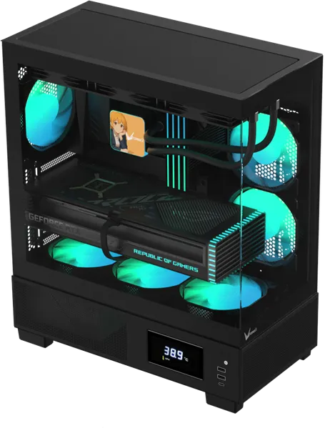 Корпус Formula V Line Crystal E1 Black, ATX, TYPE-C*1, USB3.0*2, Switch Display Panel