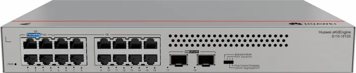 Коммутатор HUAWEI S110-16T2S (16*10/100/1000BASE-T ports, 2*GE SFP ports, built-in AC power, fanless)