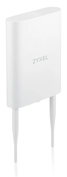 Точка доступа Уличная точка доступа Zyxel NebulaFlex NWA55AXE, 802.11a/b/g/n/ac/ax (2,4 и 5 ГГц), внешние антенны 2x2 (в комплекте), до 575+1200 Мбит/с, 1xLAN GE, защита от 4G/5G, без поддержки Captive portal и WPA