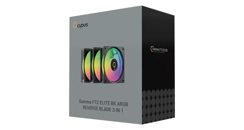 Ocypus Gamma F12 Elite BK ARGB REVERSE BLADE 3 IN 1, 120x120x25mm, 4-PIN PWM, 600-1800 RPM, 26 DBA MAX, HYDRO BEARING