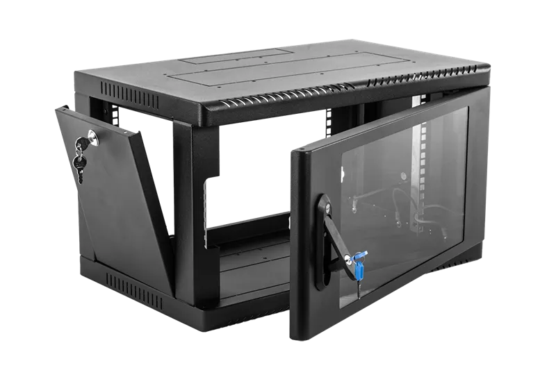 Шкаф ЦМО Шкаф телекоммуникационный настенный сварной 6U (600  350) съёмные стенки, дверь стекло, чёрный