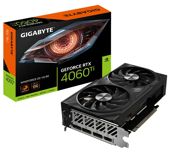 Видеокарта GIGABYTE RTX4060Ti WINDFORCE OC V2 8GB//RTX4060Ti, HDMI, DP*3, 8G,D6