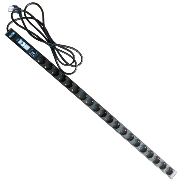 Блок розеток вертикальный, 1-фазный с автоматом, 16A / 250V, 20xSchuko, шнур 3.0 м, вилка Schuko