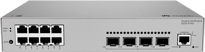 HUAWEI S220-8T4S (L2+, 8*10/100/1000BASE-T ports, 4*GE SFP ports, built-in AC power)