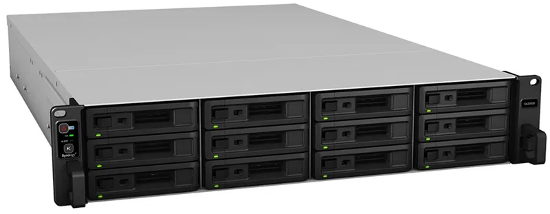 Система хранения данных Synology Rack 2U/12bay DualCont Array (QC2,4GhzCPU/8Gbupto64/2x1GbE+1x10GbERJ45(+1xExpSlot) per contr)NoHDD(upto12 2,5"/3,5"SASupto36with 2xRXD1219SAS),RAIDBasic,JBOD,0,1,5,6,10,F1/2xRPS/norail/1YW'