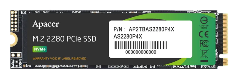 Твердотельный накопитель Apacer SSD AS2280P4X 256Gb M.2 2280 PCIe Gen3x4, R2100/W1700 Mb/s, 3D NAND, MTBF 1.8M, NVMe, 100TBW, Retail, 3 years (AP256GAS2280P4X-1)