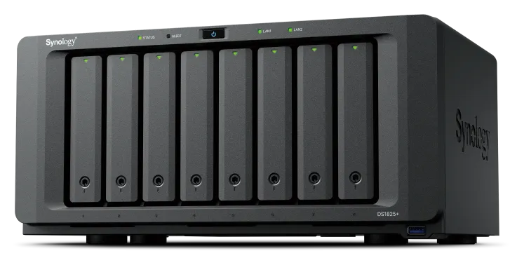 Synology QC 2,2GhzCPU/8Gb(32)/RAID0,1,10,5,6/8HP HDD SATA(3.5', 2.5')upto18 HDD (2xDX525)+2xM.2 (DS1825+)