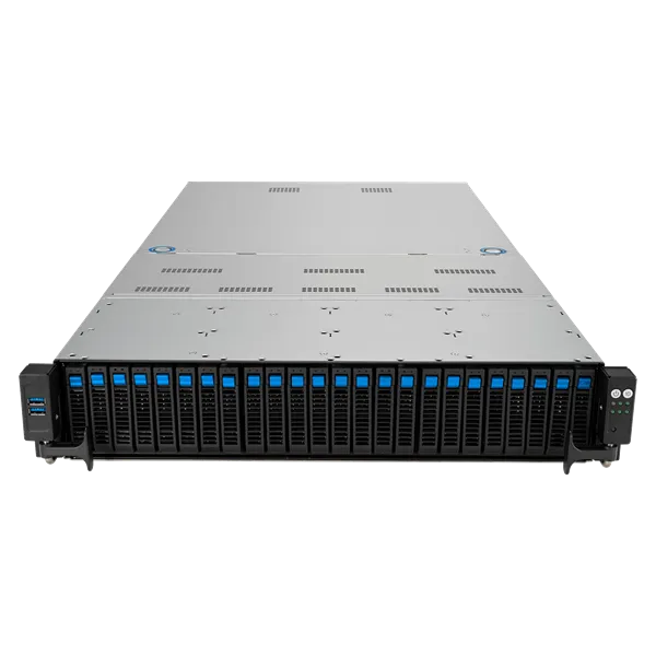 ASUS RS720A-E12-RS24U /GPU, 2xSP5(LGA 6096; up to 400W),24xDDR5 RDIMM(up to 6TB),24xNVMe/SATA(16 NVMe + 8x NVMe/SATA/SAS),soft RAID,2xM.2 slot,9 PCIe Gen5+1xRAID slot, 2x10GBe,2x2600W,ASMB11-iKVM