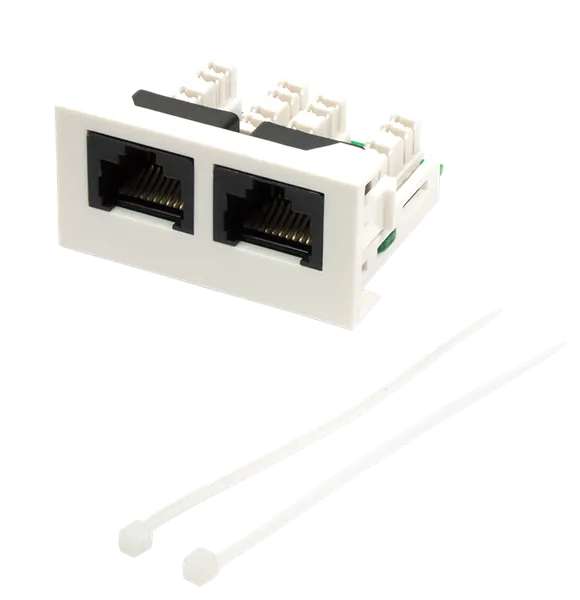 Вставка Mosaic 22.5x45 2xRJ45 Cat.5e, белая