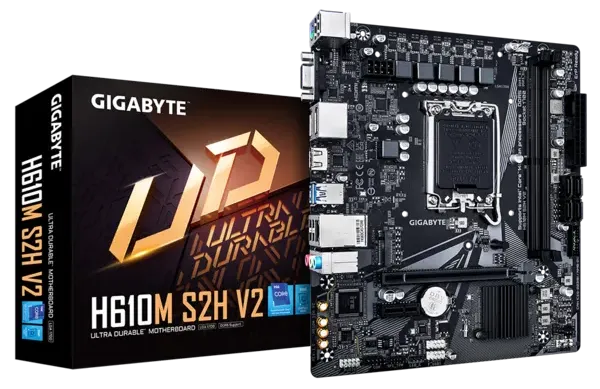 GIGABYTE H610M S2H, LGA1700, H610, 2*DDR5, 4*SATA, 1*M.2, 2*USB 3.2, 4*USB 2.0, 1*PCIx16, 1*PCIx1, D-Sub+HDMI+2*DP, mATX