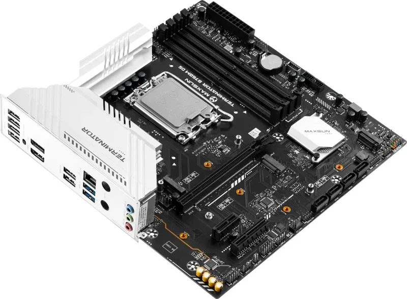 Материнская плата MAXSUN MS-Terminator B760M D5 WiFi, LGA1700, B760, 4*DDR5, 4*SATA3, 3*M.2, 2*USB 3.2, 6*USB 2.0, 1*PCIEx16, 1*PCIEx1, HDMI+DP, mATX