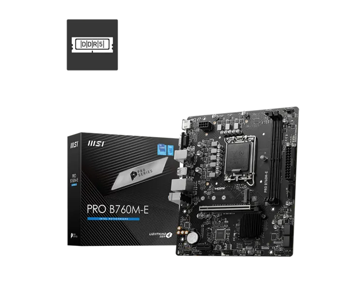 Материнская плата MSI PRO B760M-E Soc-1700 Intel B760 2xDDR5 mATX AC`97 8ch(7.1) GbLAN+VGA+HDMI