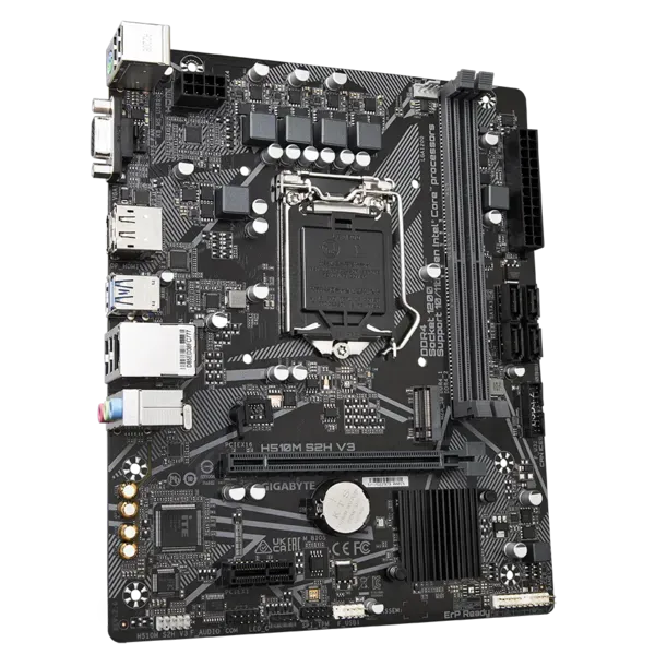 Материнская плата GIGABYTE H510M S2H V3 2.0, LGA1200, Q470, 2*DDR4, 4*SATA, 1*M.2, 2*USB 3.2, 4*USB 2.0, 1*PCIx16, 1*PCIx1, D-Sub+HDMI+DP, mATX