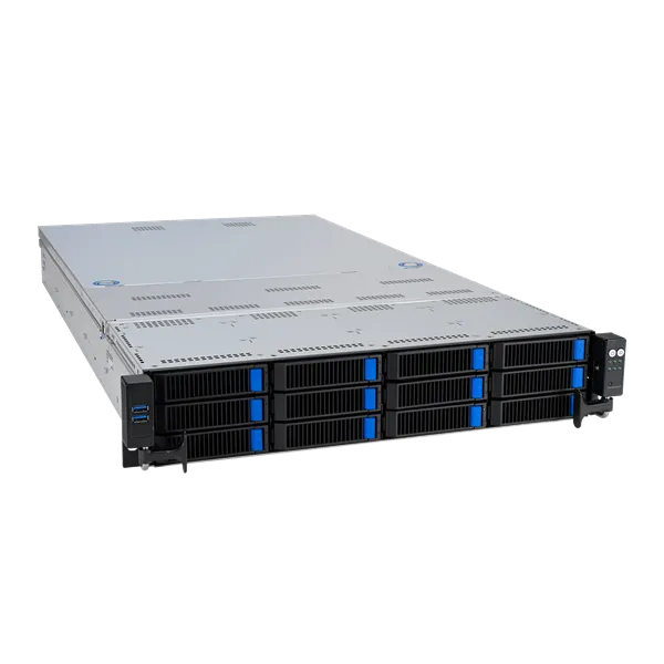 Сервер ASUS RS720-E11-RS12U 2U, 2x LGA4677, 32x DDR5(4800), 12x 3,5 (8xNVMe/SAS/SATA+4 NVMe/SATA), 2xM.2 slot 2280, 6x PCIe G5 x8 or 3 x PCIe G5 x16, up to 4 dual-slot GPUs, 1x OCP 3.0, 2x10Gbe RJ45, 2x2600W