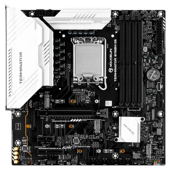 Материнская плата MAXSUN MS-Terminator B760M D5 WiFi, LGA1700, B760, 4*DDR5, 4*SATA3, 3*M.2, 2*USB 3.2, 6*USB 2.0, 1*PCIEx16, 1*PCIEx1, HDMI+DP, mATX