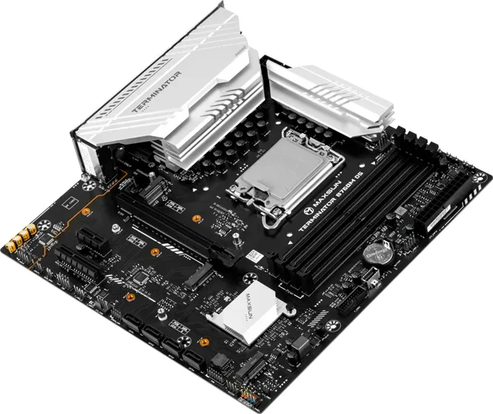 Материнская плата MAXSUN MS-Terminator B760M D5 WiFi, LGA1700, B760, 4*DDR5, 4*SATA3, 3*M.2, 2*USB 3.2, 6*USB 2.0, 1*PCIEx16, 1*PCIEx1, HDMI+DP, mATX