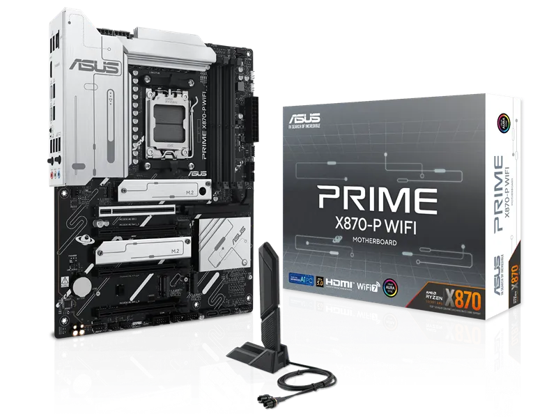 ASUS PRIME X870-P WIFI, AM5, X870, 4*DDR5,  2*SATA, 4*M.2, 4*USB 3.2, 2*USB 2.0, 2*Type-C, 5*PCIx16, HDMI, ATX; 90MB1IS0-M0EAY0