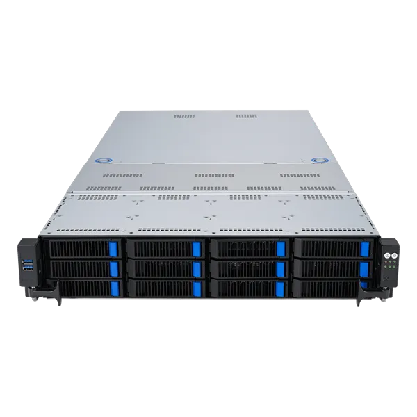 Сервер ASUS RS720-E11-RS12U 2U, 2x LGA4677, 32x DDR5(4800), 12x 3,5 (8xNVMe/SAS/SATA+4 NVMe/SATA), 2xM.2 slot 2280, 6x PCIe G5 x8 or 3 x PCIe G5 x16, up to 4 dual-slot GPUs, 1x OCP 3.0, 2x10Gbe RJ45, 2x2600W