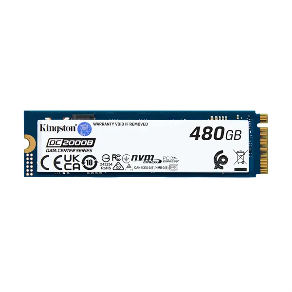 Твердотельный накопитель Kingston Enterprise SSD 480GB DC2000B M.2 2280 NVMe Gen4x4 R7000/W800MB/s  3D TLC MTBF 2М 530 000/32 000 IOPS 350,4TBW (Data Center) 3 years