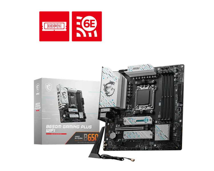 Материнская плата MSI B650M GAMING PLUS WIFI SocketAM5 AMD B650 4xDDR5 mATX AC`97 8ch(7.1) 2.5Gg RAID+VGA+HDMI+DP