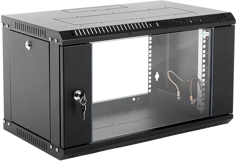 Шкаф коммутационный ЦМО ШРН-Эконом (ШРН-Э-6.500-9005) настенный 6U 600x520мм пер.дв.стекл 75кг черный 470мм 14.94кг 180град. 342мм