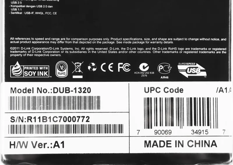 Адаптер для ноутбука D-Link DUB-1320 черный