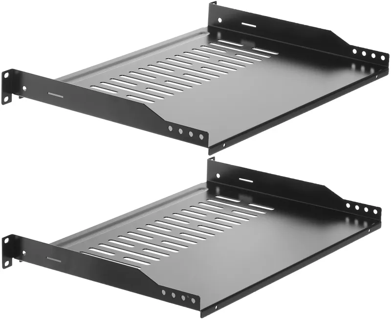 Полка фронтальная, с возможностью установки заднего фиксатора, глубина 300 мм, 1U, нагрузка - 18 кг