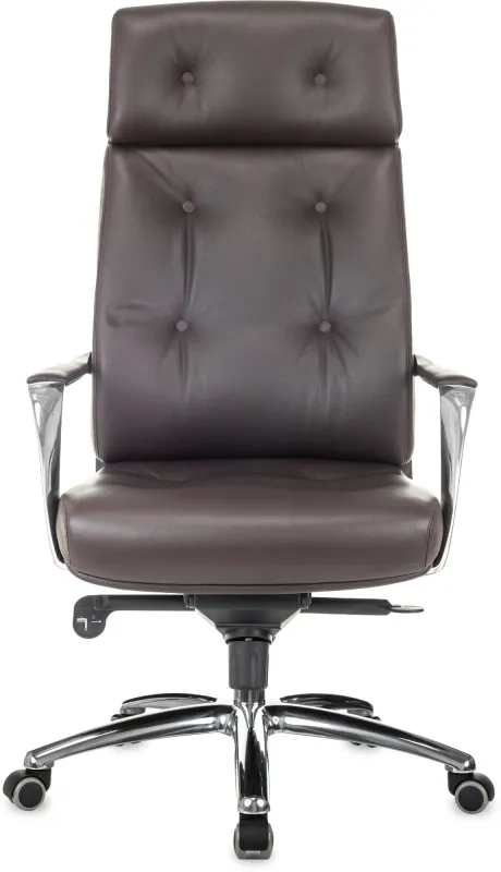 Кресло руководителя Бюрократ _DAO коричневый кожа крестов. алюминий