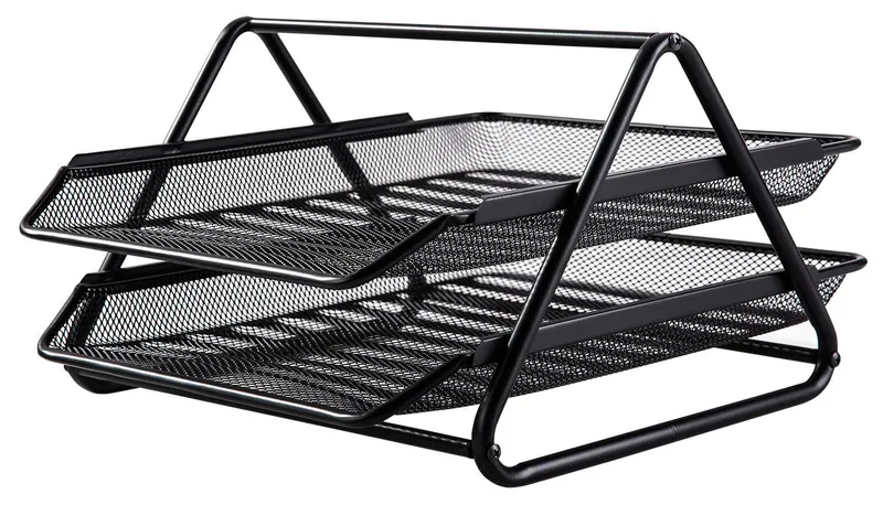 Лоток горизонтальный Deli E9183 для бумаг 350х274х185мм черный металл сетка