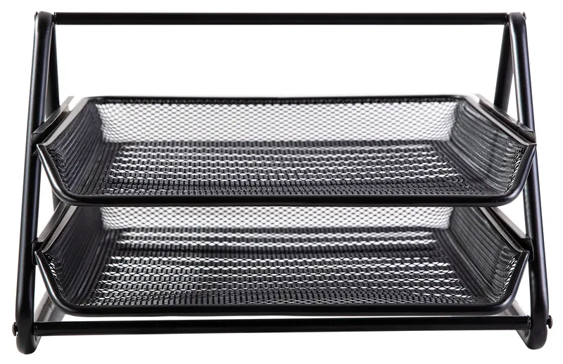 Лоток горизонтальный Deli E9183 для бумаг 350х274х185мм черный металл сетка