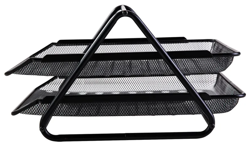 Лоток горизонтальный Deli E9183 для бумаг 350х274х185мм черный металл сетка