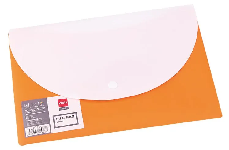 Конверт на кнопке Deli E38977 A4 гориз. расшир. полипропилен 0.18мм ассорти