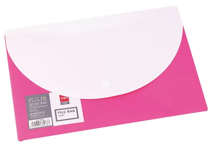 Конверт на кнопке Deli E38977 A4 гориз. расшир. полипропилен 0.18мм ассорти