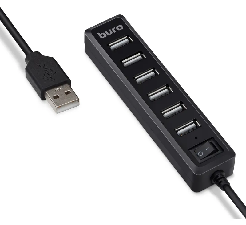 Разветвитель USB 2.0 Buro BU-HUB7-1.0-U2.0 7порт. черный