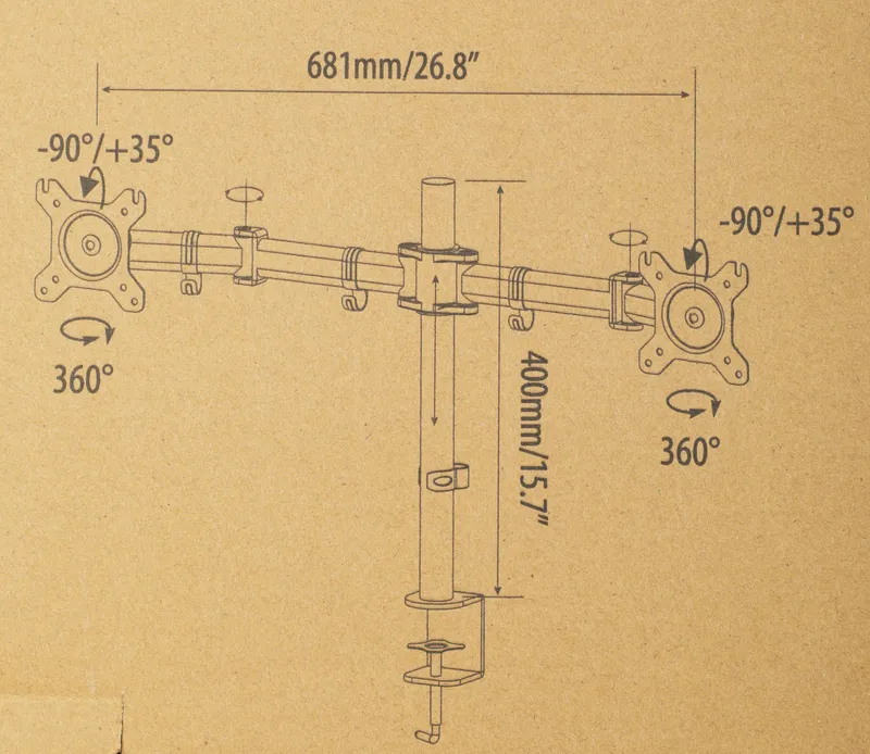 Кронштейн для мониторов Cactus CS-VM-D29-AL серебристый 13"-27" макс.8кг настольный поворот и наклон
