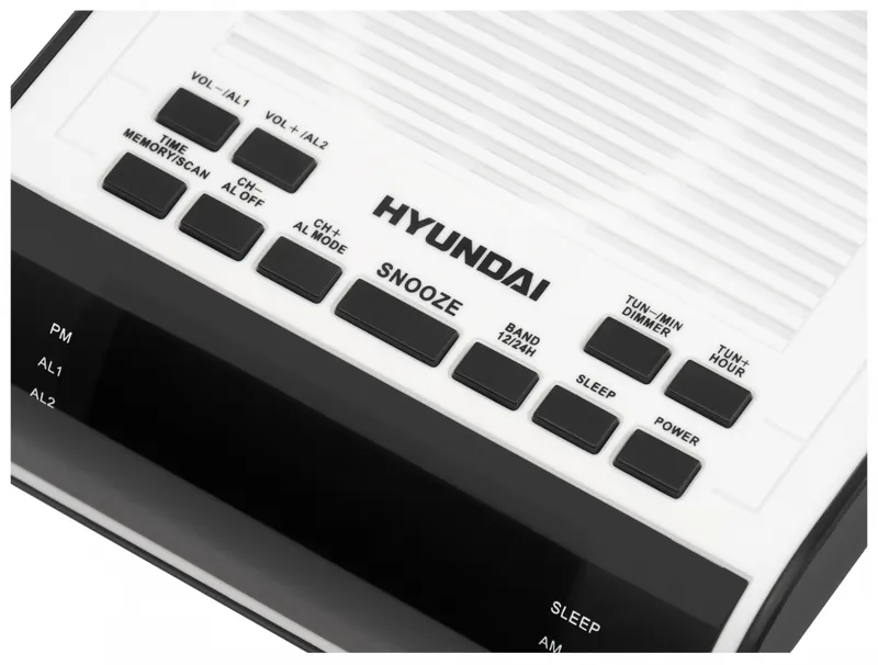 Радиобудильник Hyundai H-RCL100 белый LED подсв:красная часы:цифровые FM