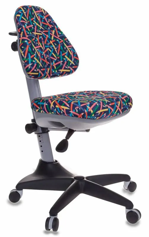 Кресло детское Бюрократ KD-2 синий карандаши крестовина пластик (плохая упаковка)