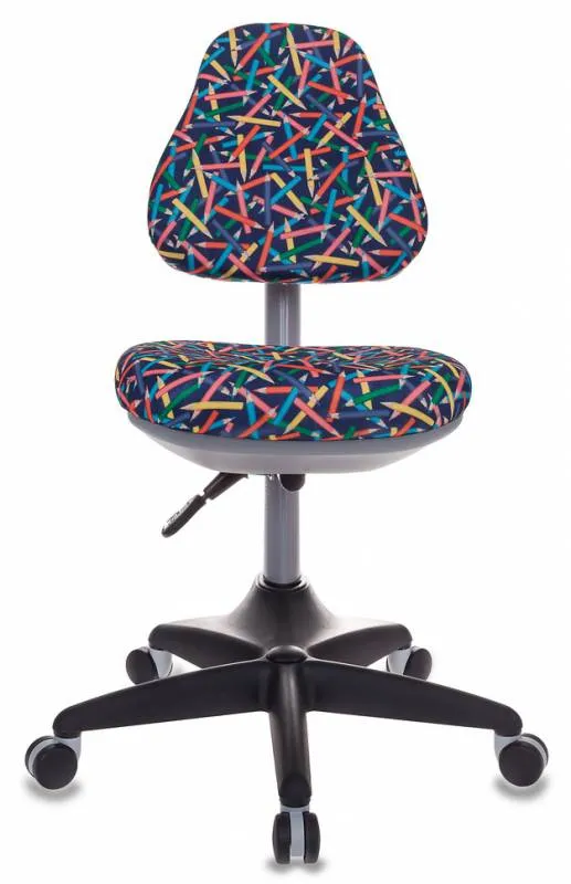 Кресло детское Бюрократ KD-2 синий карандаши крестовина пластик (плохая упаковка)