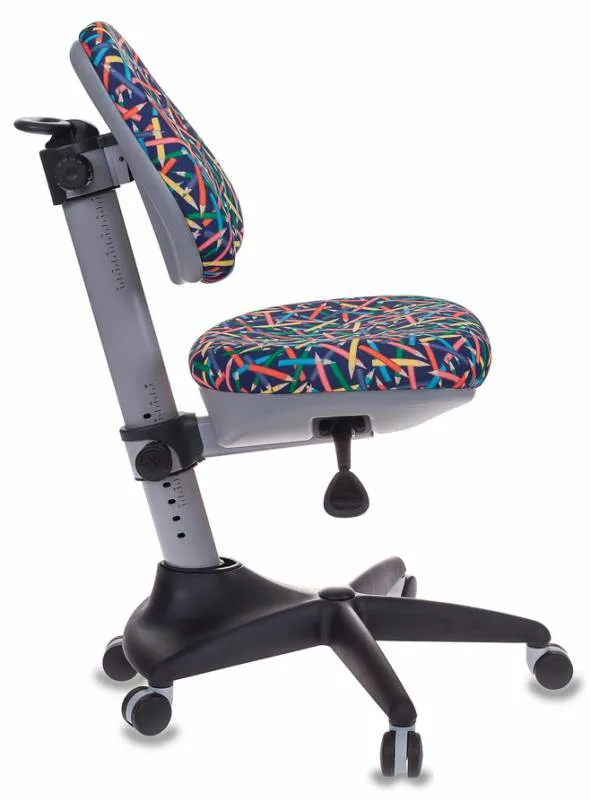 Кресло детское Бюрократ KD-2 синий карандаши крестовина пластик (плохая упаковка)