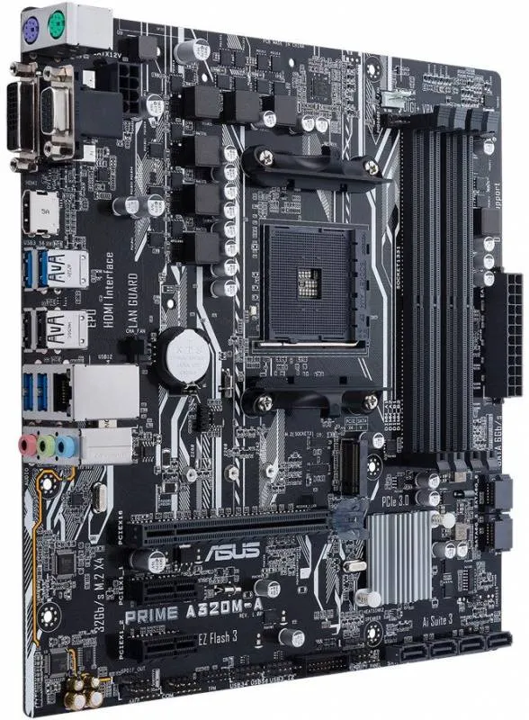 Материнская плата Asus PRIME A320M-A Soc-AM4 AMD A320 4xDDR4 mATX AC`97 8ch(7.1) GbLAN RAID+VGA+DVI+HDMI