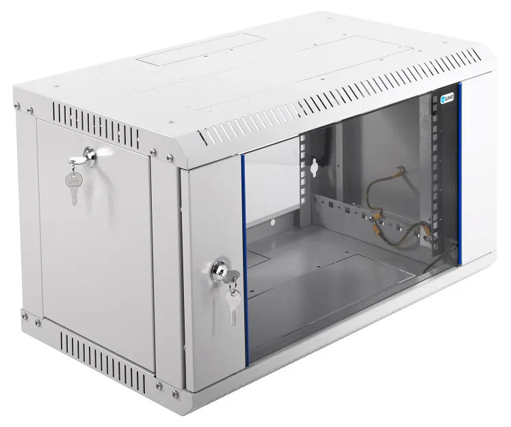 Шкаф коммутационный ЦМО ШРН-ЭКОНОМ (ШРН-Э-6.350-9005) настенный 6U 600x350мм пер.дв.стекл 85кг черный 300мм 11.43кг 180град. 342мм металл