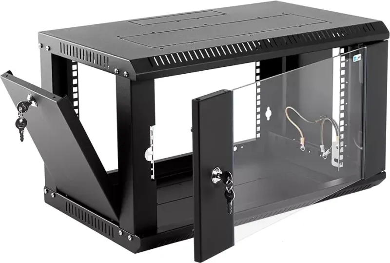 Шкаф коммутационный ЦМО ШРН-ЭКОНОМ (ШРН-Э-6.350-9005) настенный 6U 600x350мм пер.дв.стекл 85кг черный 300мм 11.43кг 180град. 342мм металл