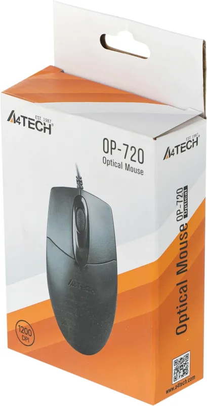 Мышь A4Tech OP-720 черный оптическая (1200dpi) USB (3but)