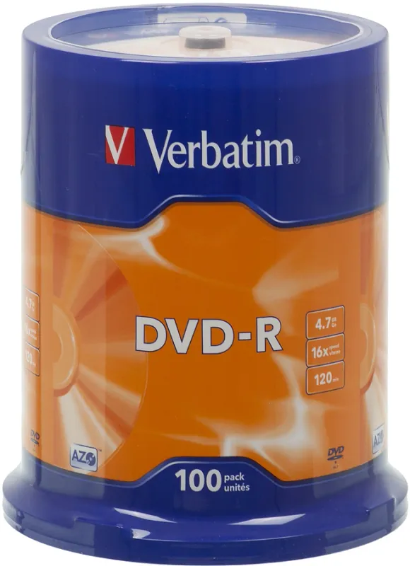 Диск DVD-R Verbatim 4.7Gb 16x Cake Box (100шт) (43549)