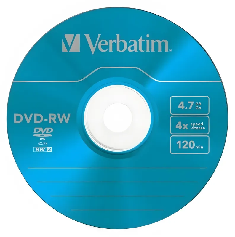 Диск DVD-RW Verbatim 4.7Gb 4x Slim case (5шт) Color (43563)
